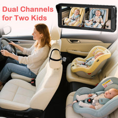 Fodkh 6.9-inch split-screen display delivering crisp backseat visibility