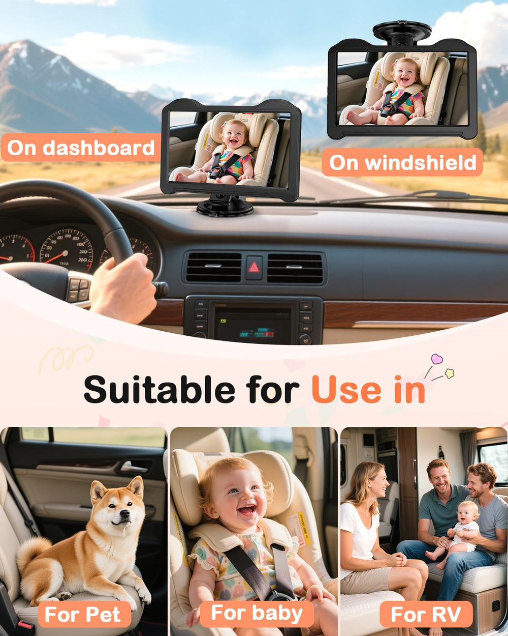 Fodkh backseat monitor supports two kids on the go