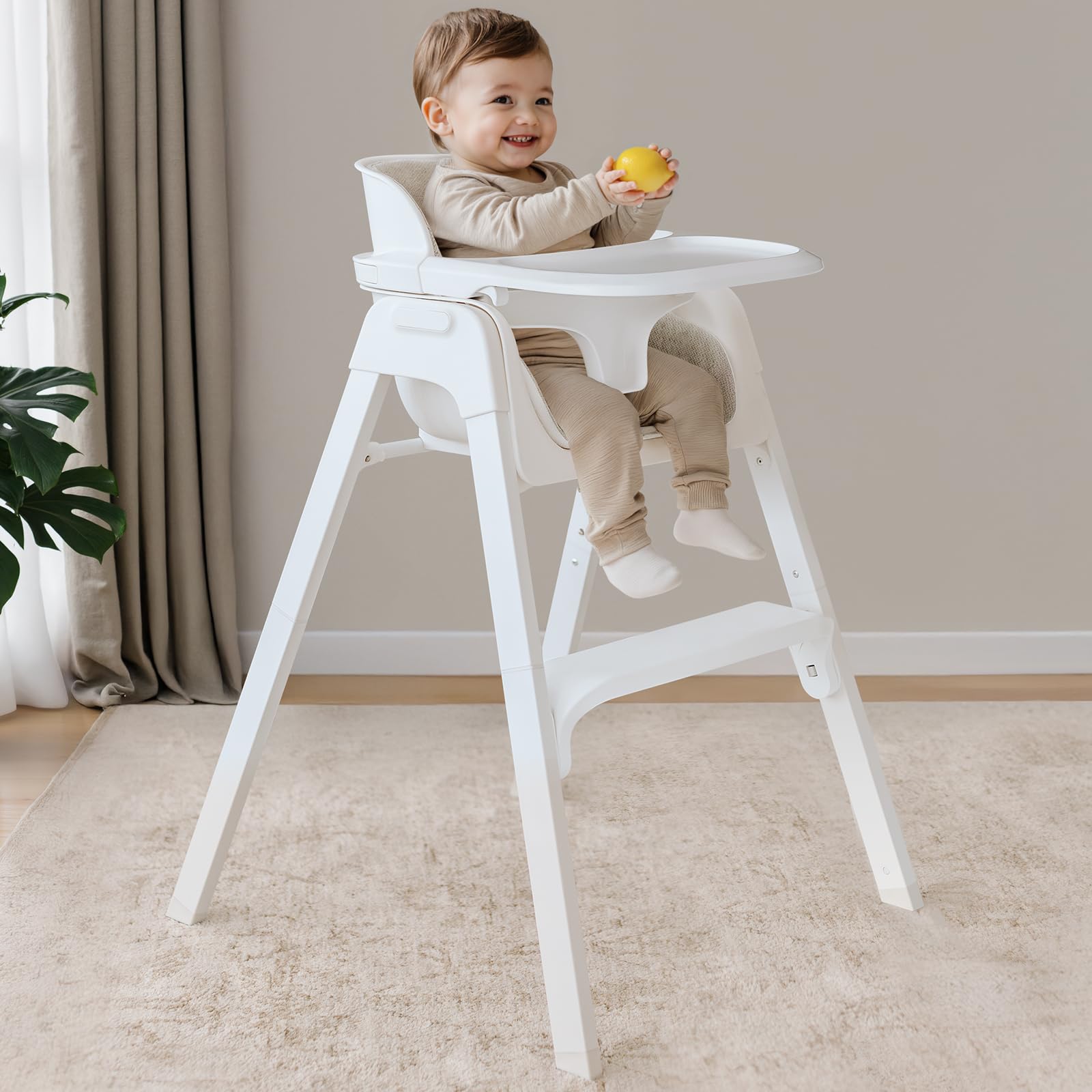 Fodoss 4-in-1 foldable high chair packshot showing compact storage for small spaces.