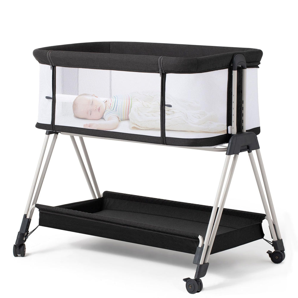 Fodoss baby bassinet with mesh sides supports airflow and easy nighttime observation.