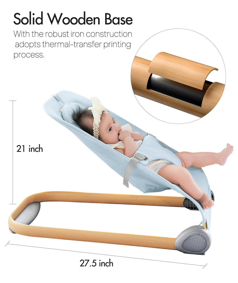 Fodoss Baby Bouncer bedside blue wheels for easy room transitions.