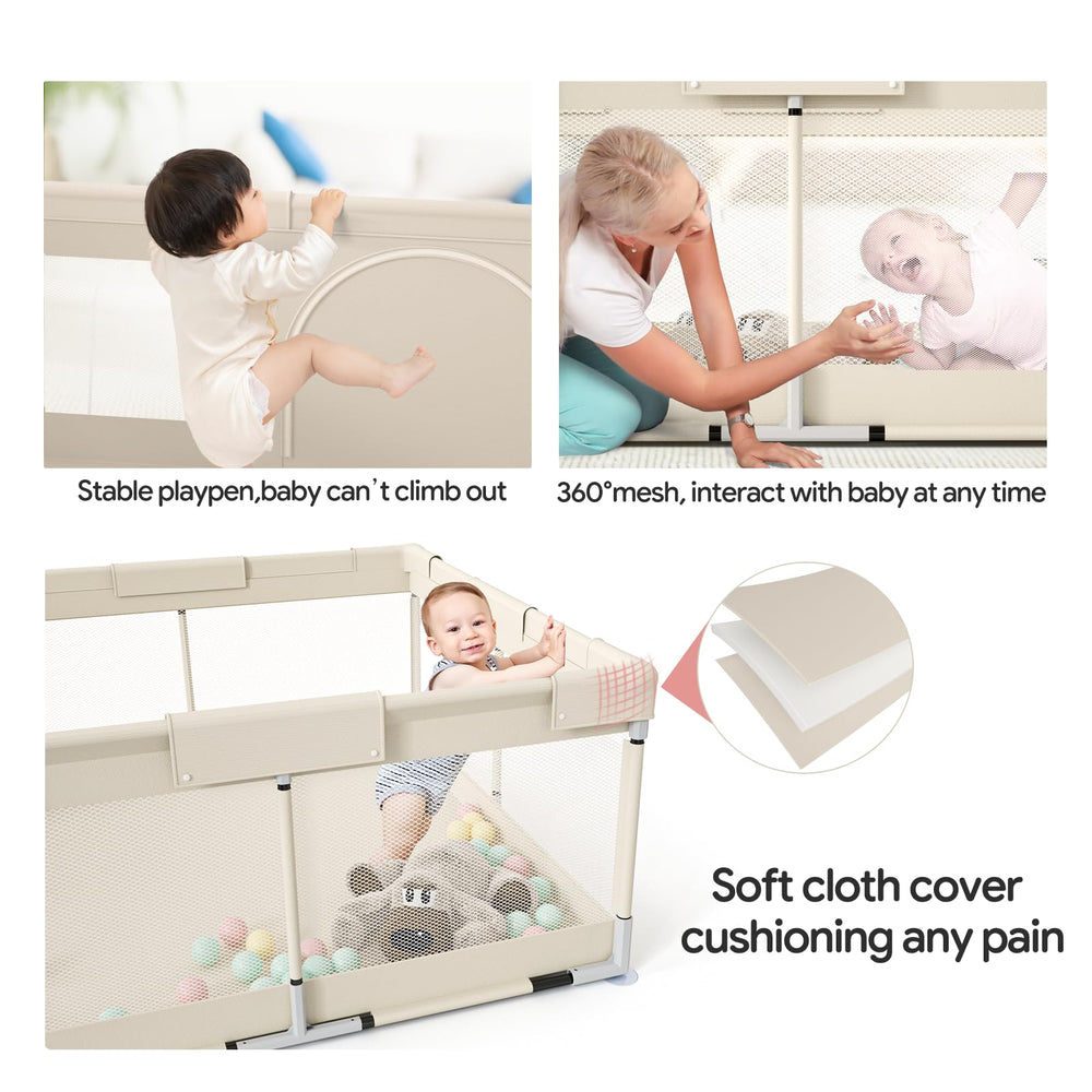 Fodoss baby playpen bottom suction demonstrates stable setup during playtime.