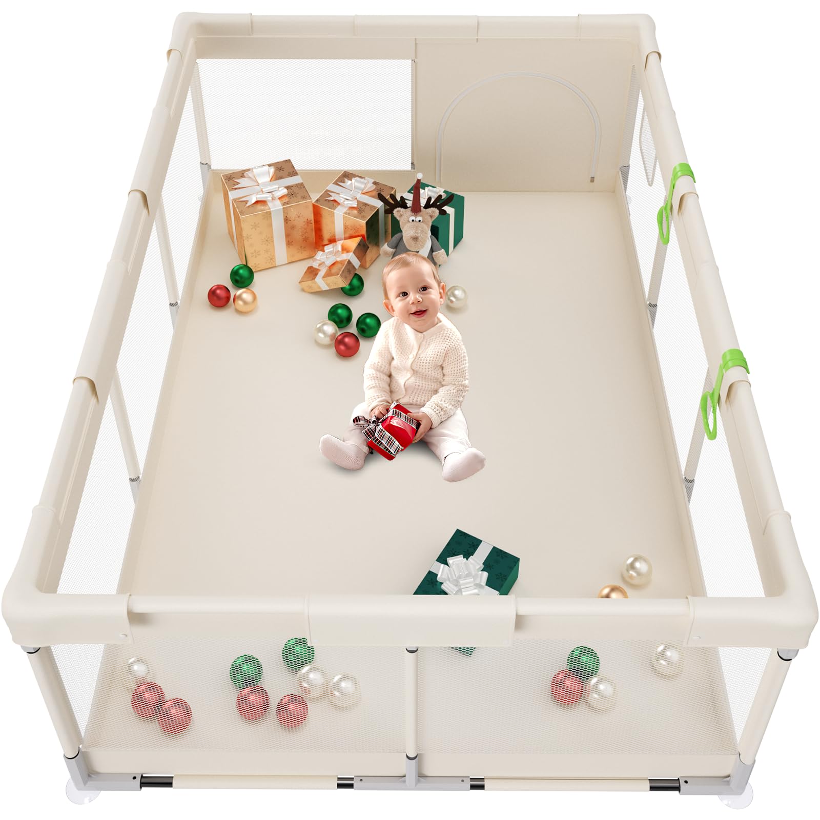 Fodoss baby playpen large 71x47in in-use showcases ample space for family play sessions.