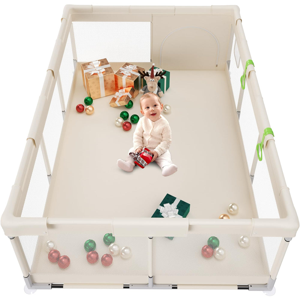 Fodoss baby playpen large 71x47in in-use showcases ample space for family play sessions.