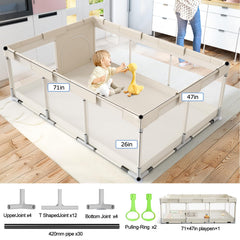 Fodoss baby playpen safety-foam-edge highlights protective edge for gentle baby landings.