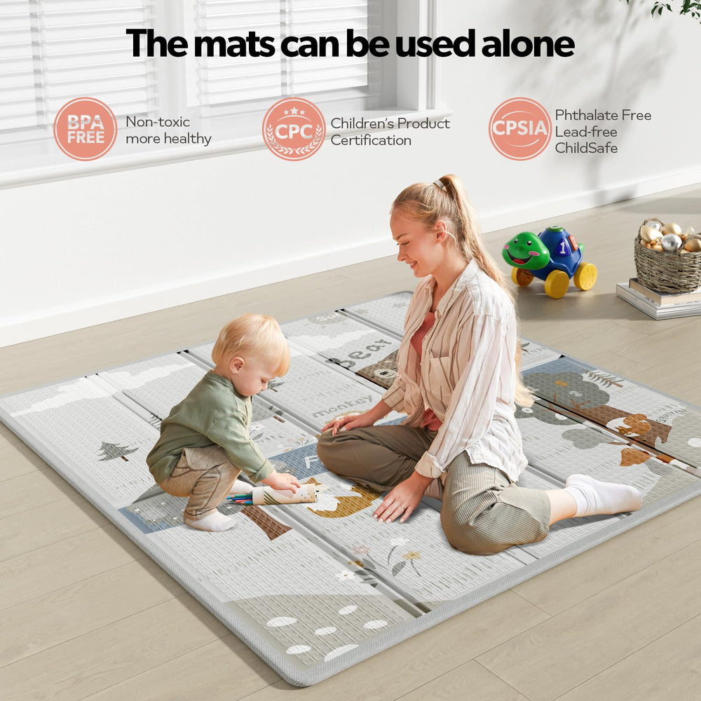Fodoss baby playpen soft mat foldable image emphasizes easy cleaning and safety.