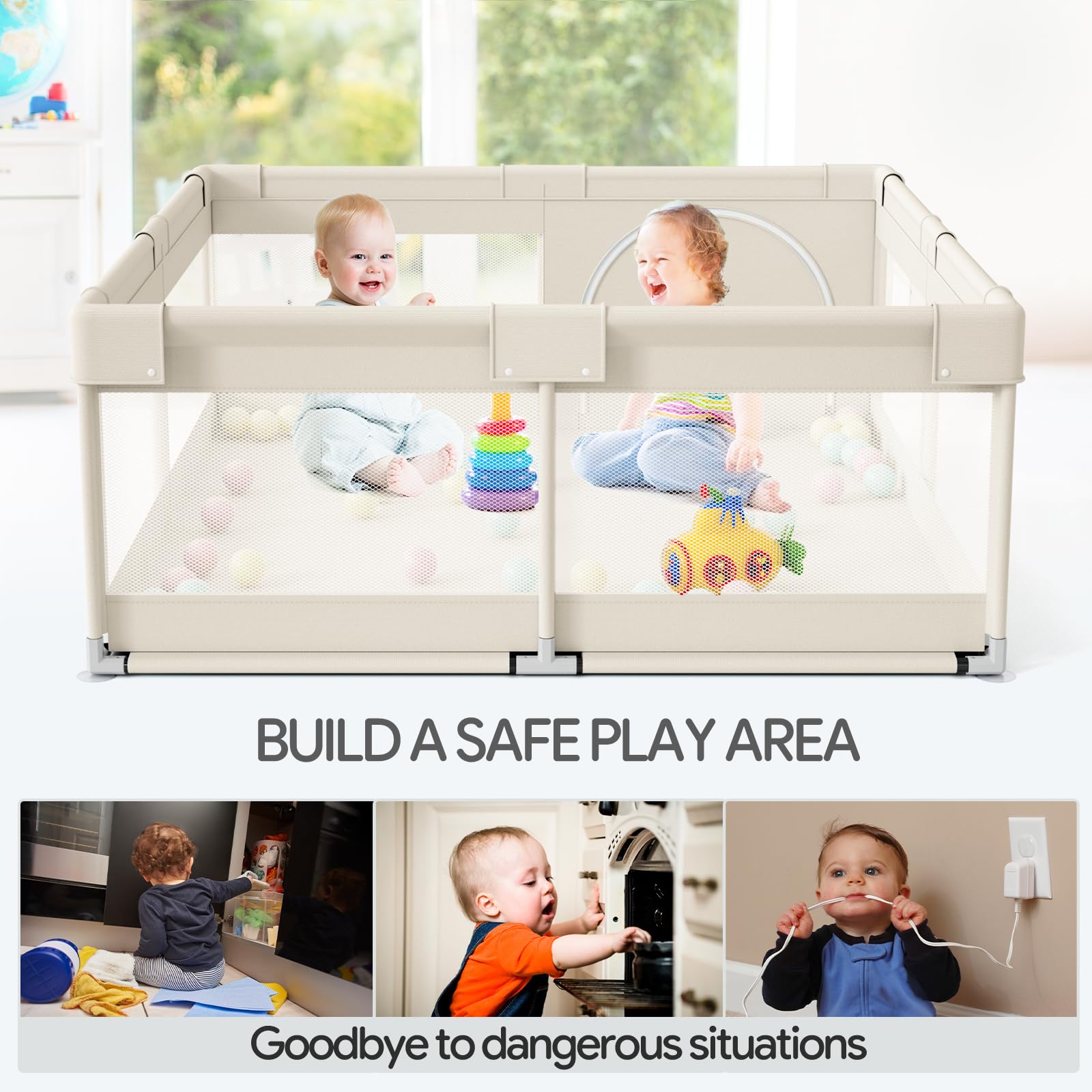 Fodoss Baby Playpen storage pocket keeps diapers and toys handy