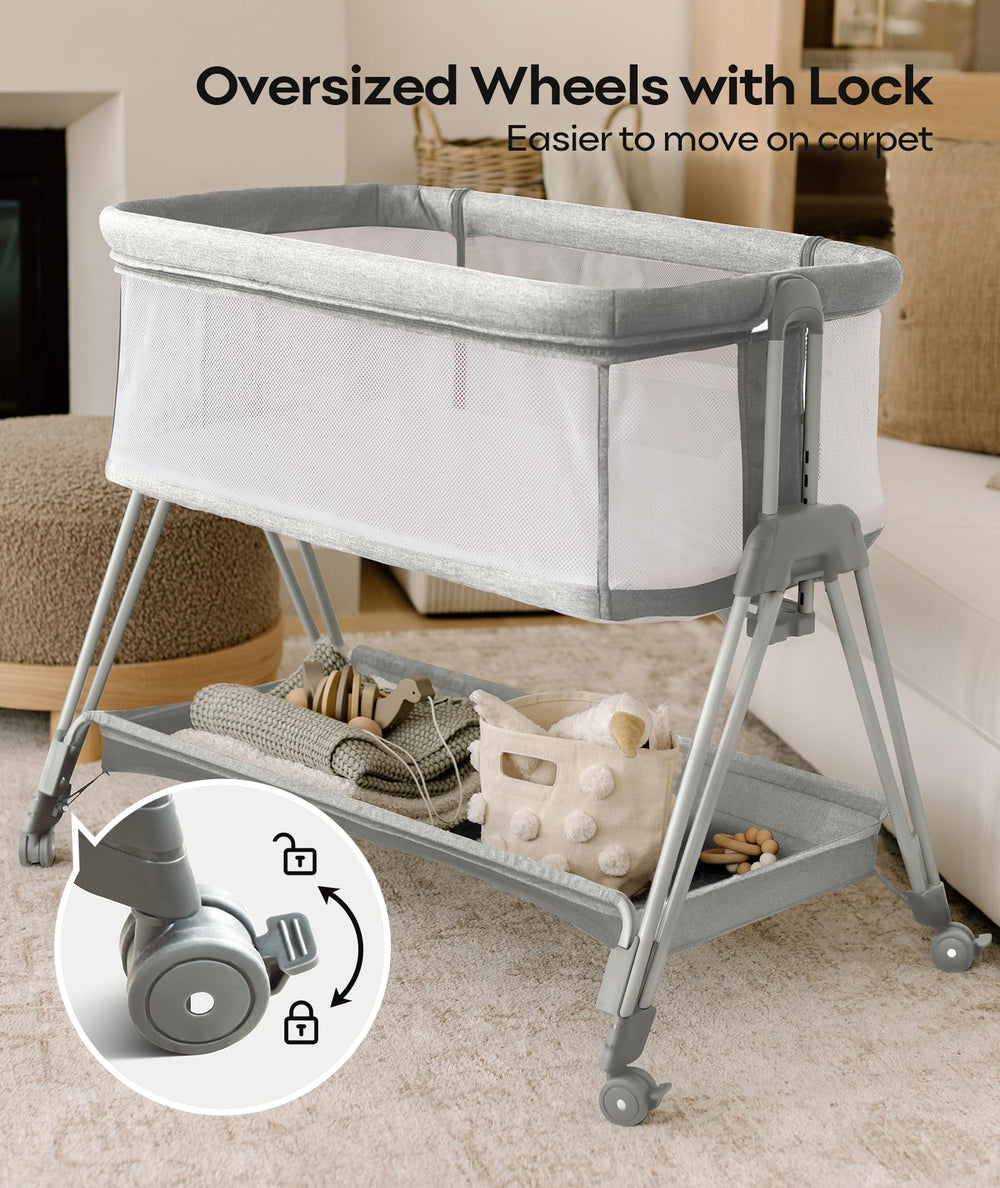 fodoss Bedside Bassinet side pocket holds daily baby items