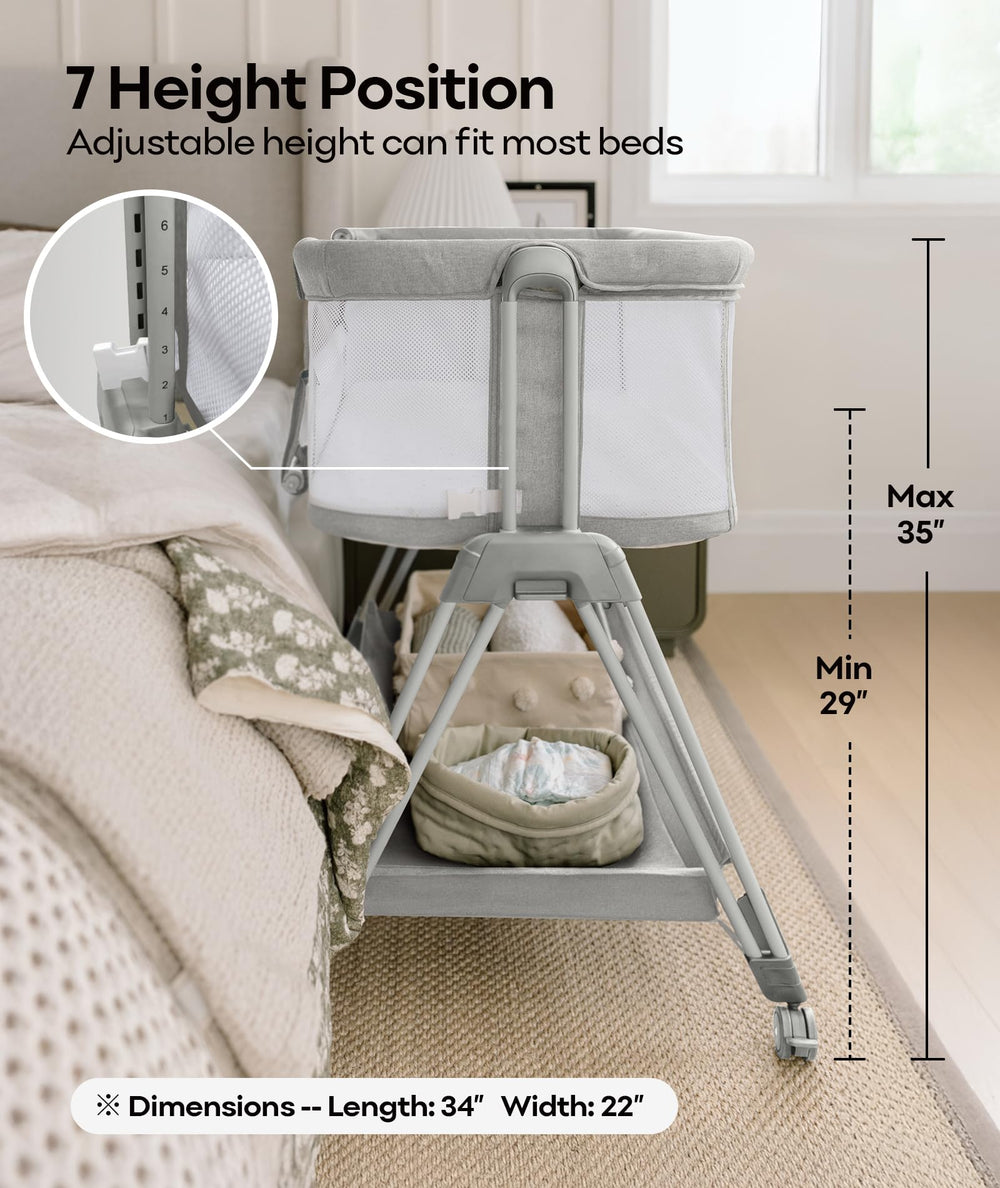 fodoss Bedside Bassinet lockable wheels for easy mobility