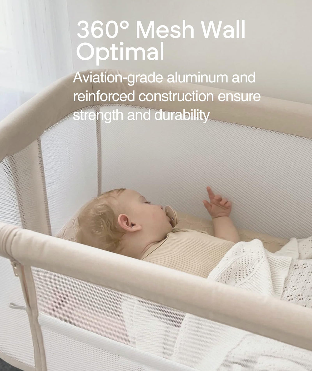Fodoss bassinet with 360-degree wheels—easy nighttime repositioning