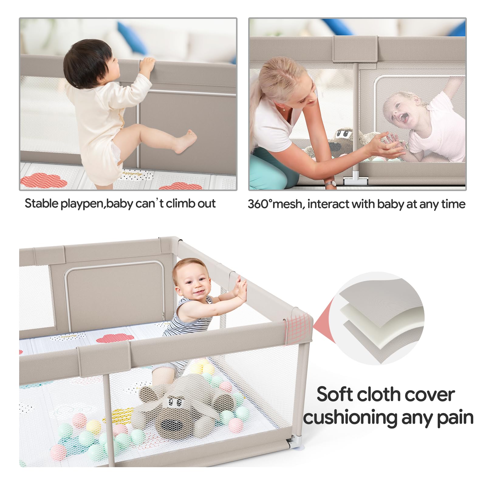 Fodoss base with four suction cups keeps playpen secure