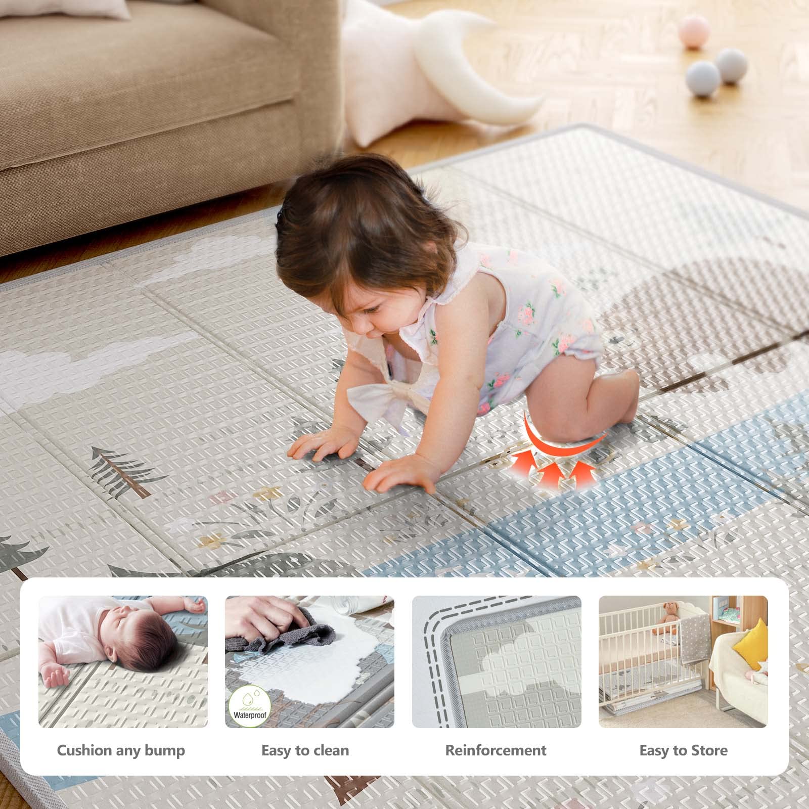 Fodoss playpen travel 47x47 compact image highlights portability for on-the-go use.
