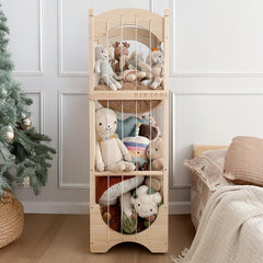 Fodoss stuffed animal storage top view highlights spacious wooden design for easy toy organization