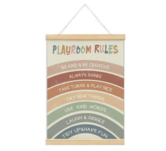 Foedor boho rainbow nursery wall art with wooden frame ready to hang for a cheerful space.