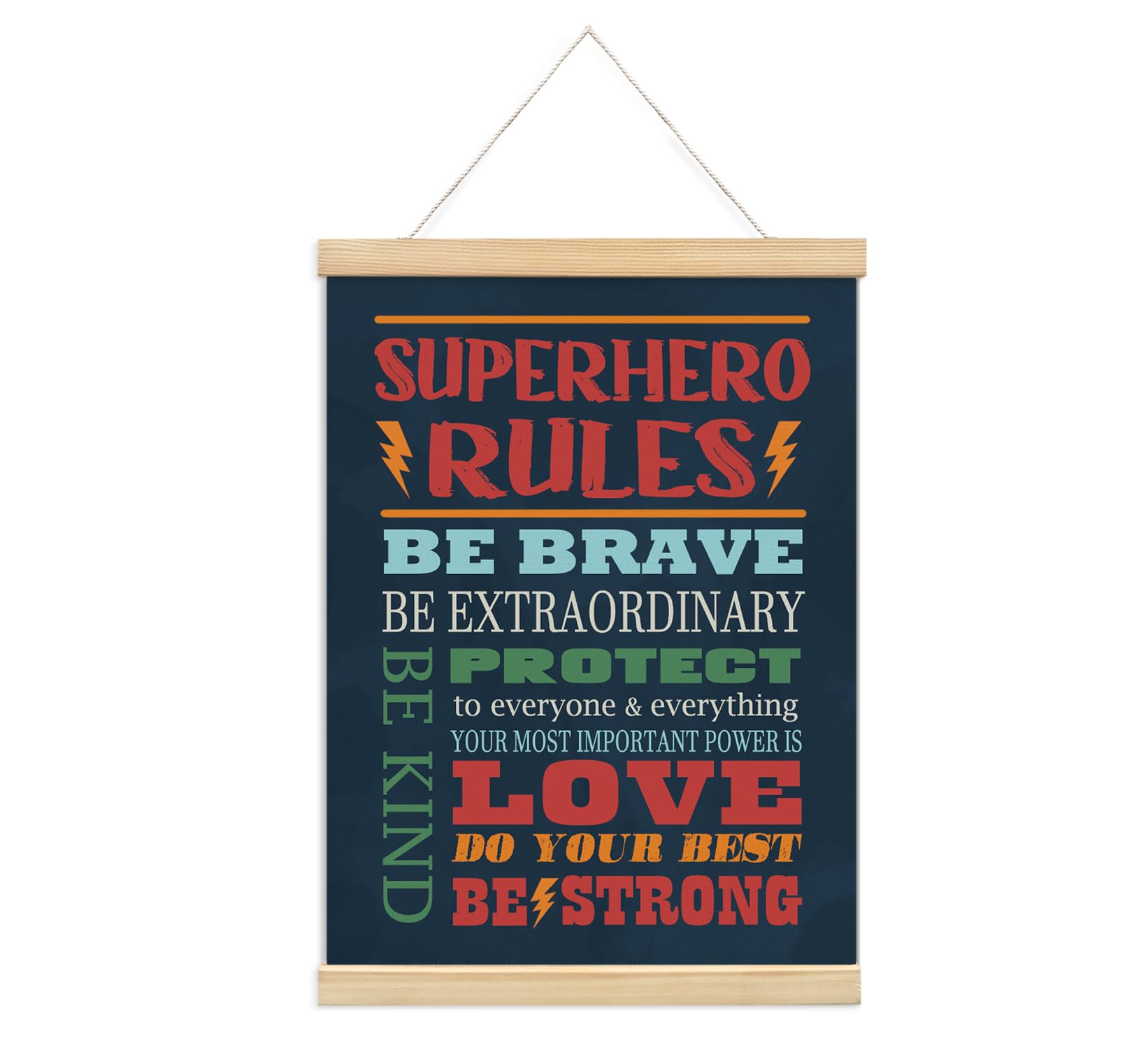 foedor Inspirational Quote Hero wall decor in white enhances kids' room ambiance and motivation.