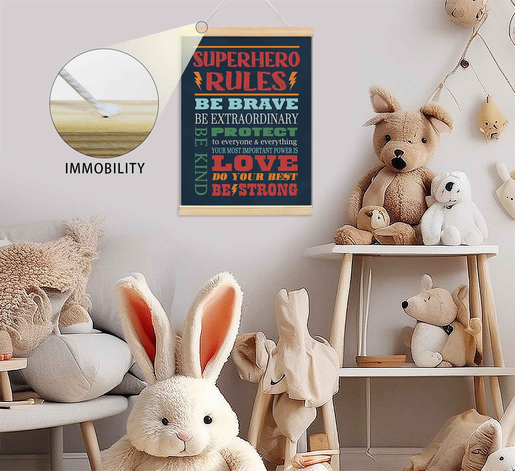 foedor wall banner for playroom creates a cheerful focal point.