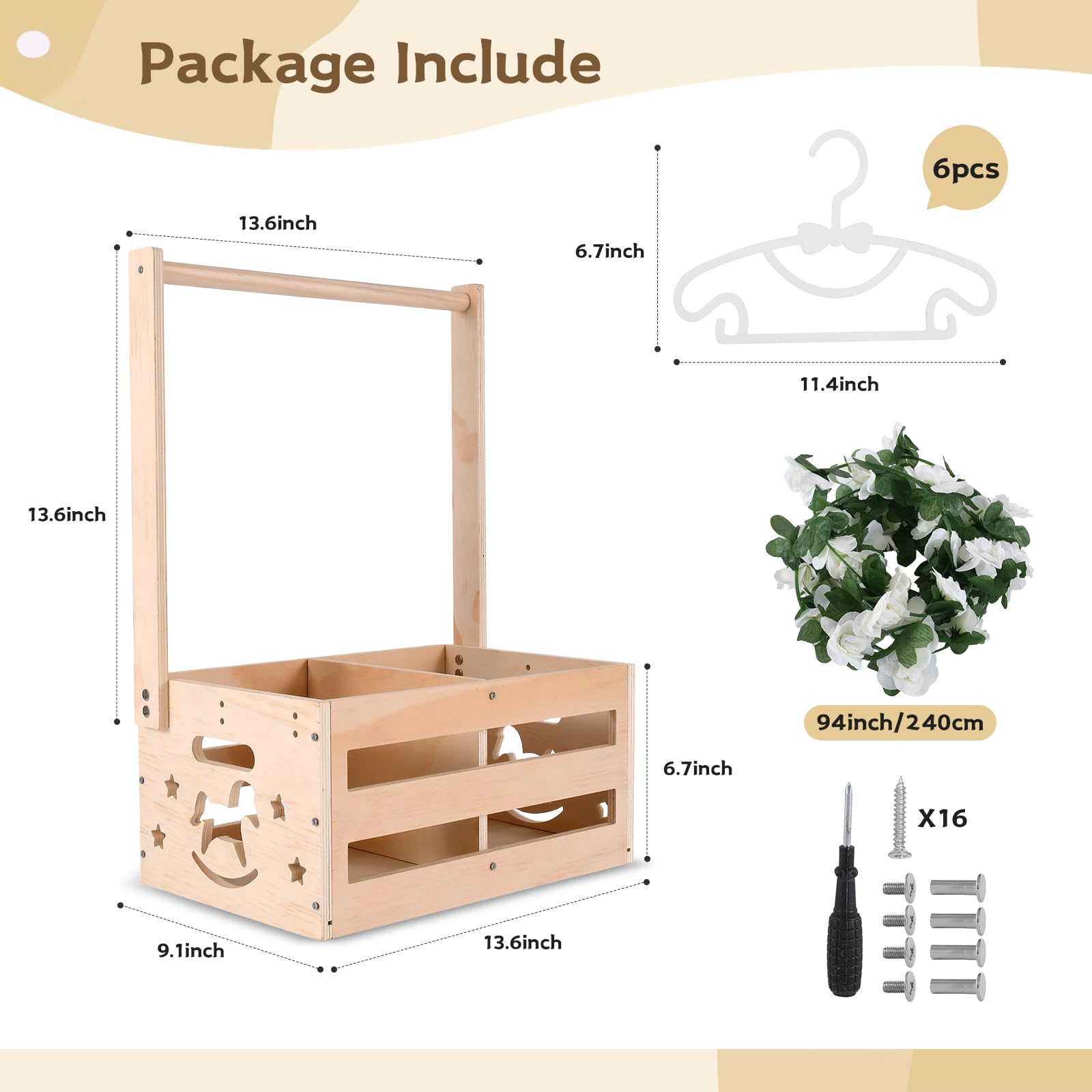 Foileon crate closet divider demonstrates stable sections for swaddles and bottles.