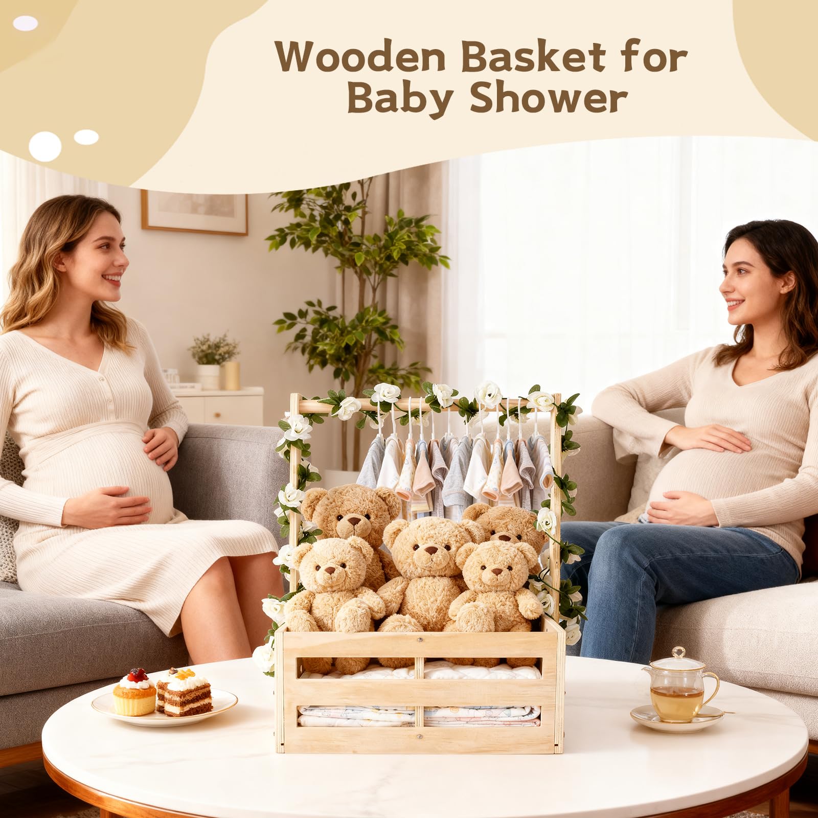 Foileon crate closet with six hangers shows organized newborn clothing options.