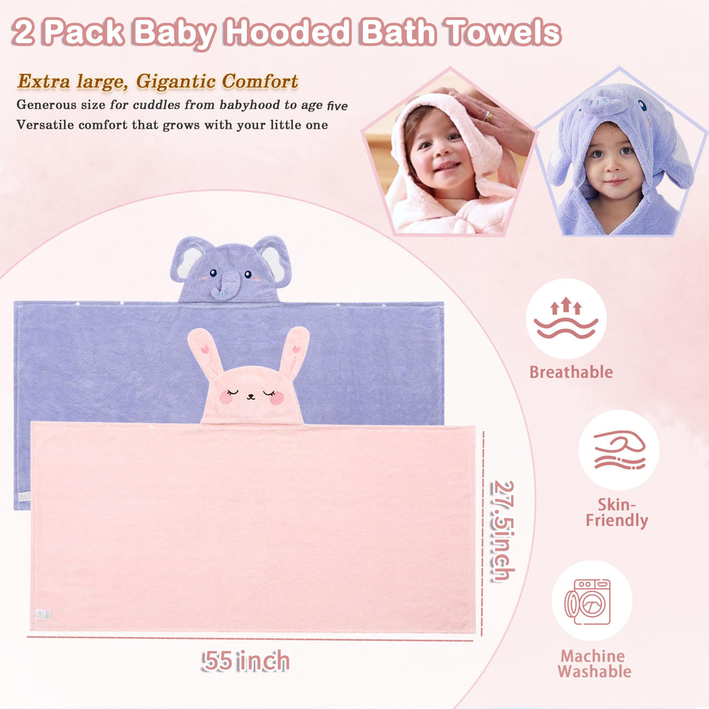 FOINEMYED toddler hooded towel 55x27.5 shows generous size for growing kids and cozy wrap.