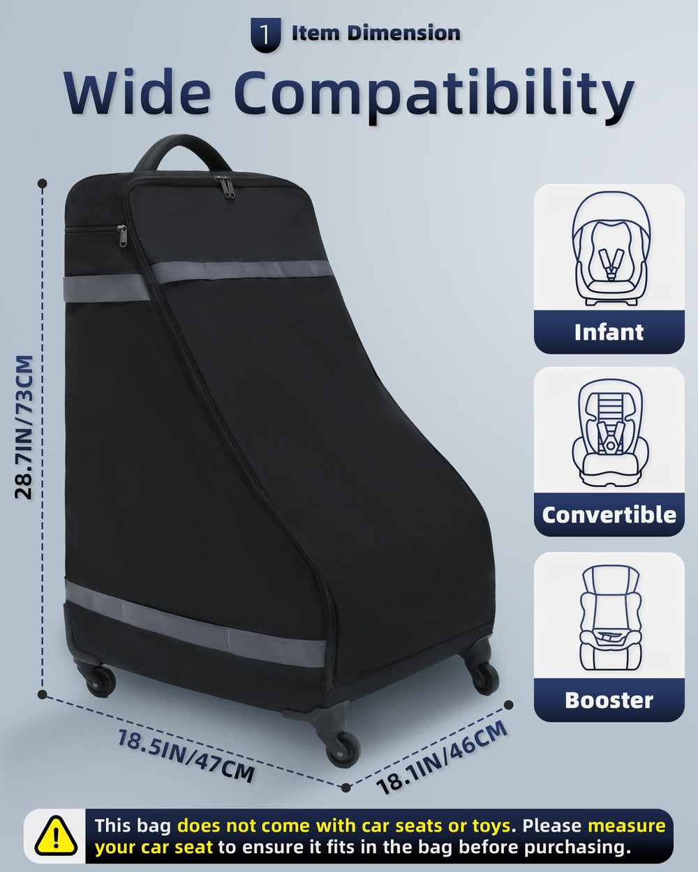 FOKDUVB car seat bag spacious interior allows easy packing of infant seats.