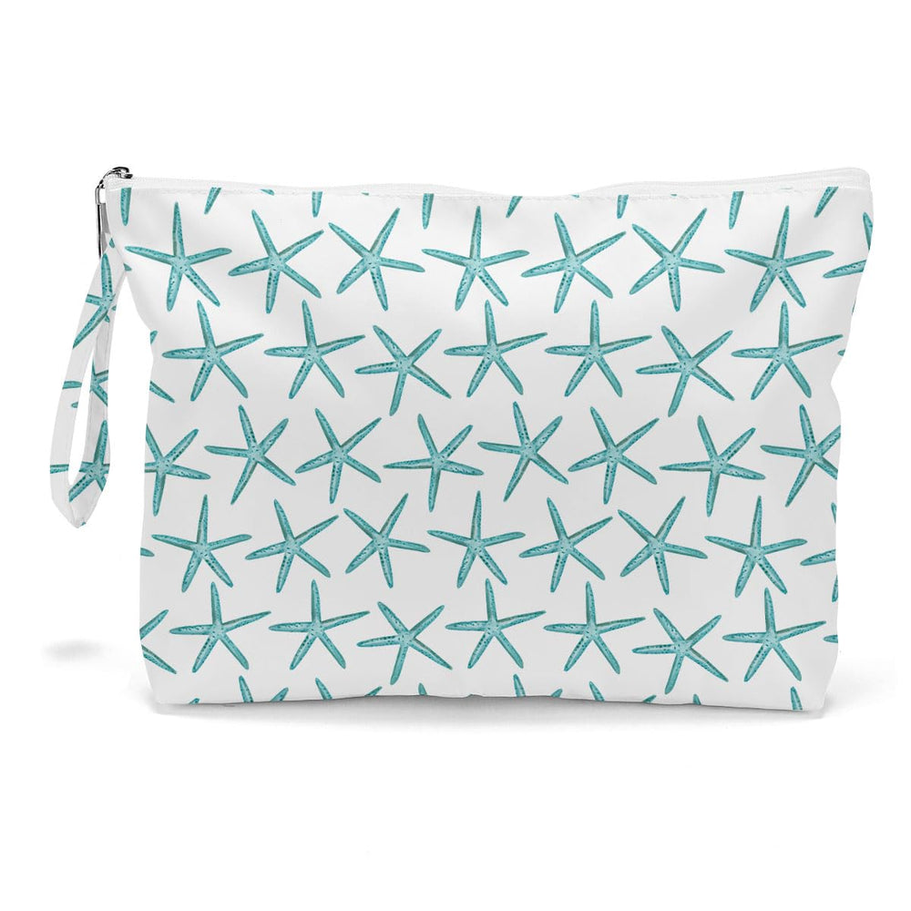 Fokongna travel makeup bag ocean shells pattern keeps cosmetics organized for beach trips.