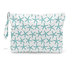 Fokongna travel makeup bag ocean shells pattern keeps cosmetics organized for beach trips.