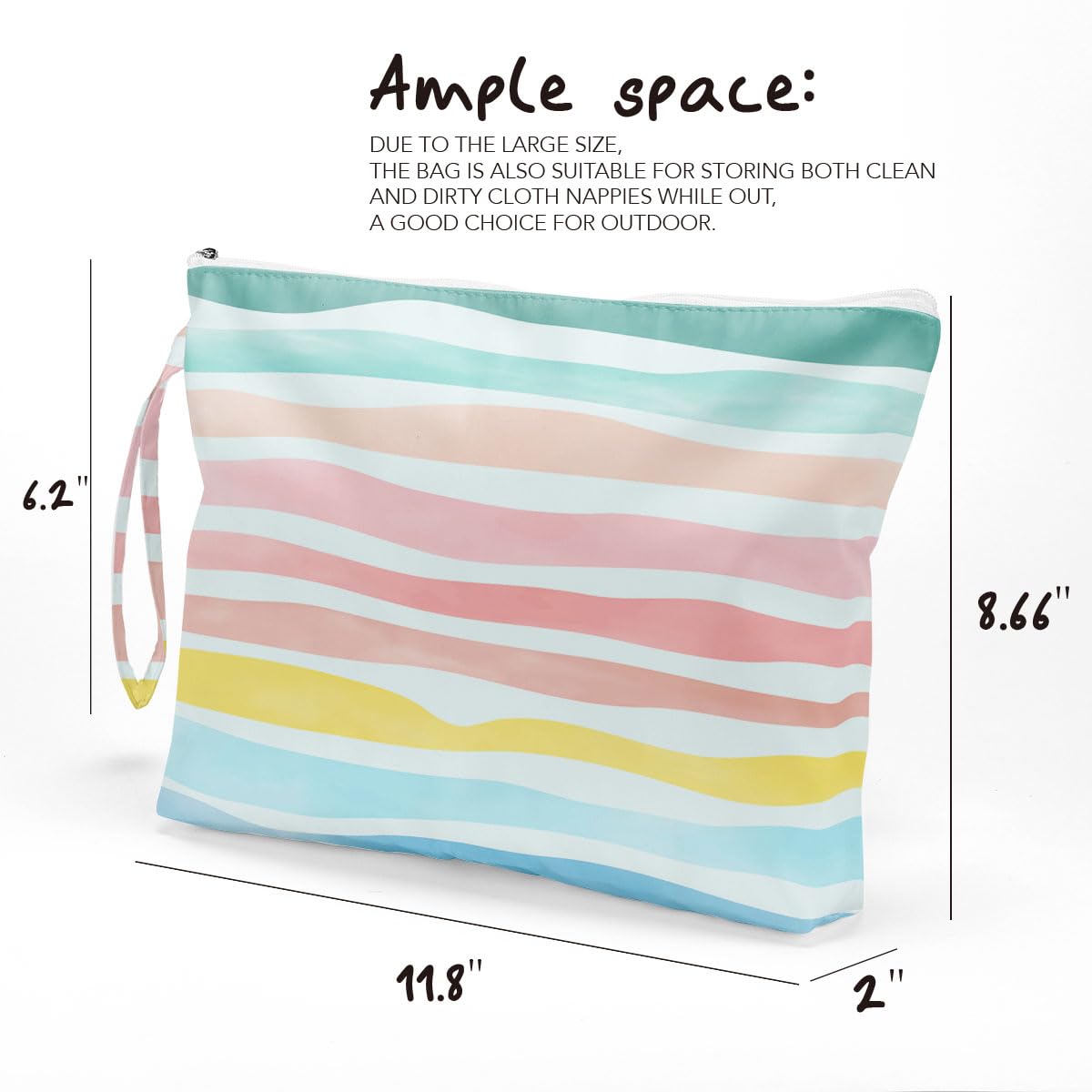 Fokongna wet dry bag size-dimensions illustrate spacious 11.8 x 8.66 inches for essentials.