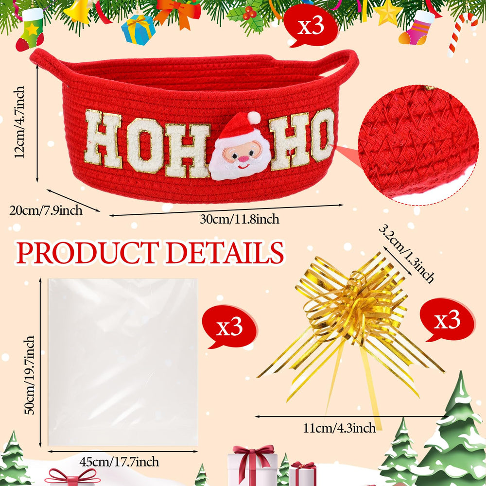 FoldTier basket with handles: red and white weave adds easy portability for gifts.