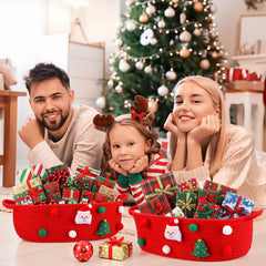 FoldTier 3-pack Christmas baskets stacked for easy gift organization