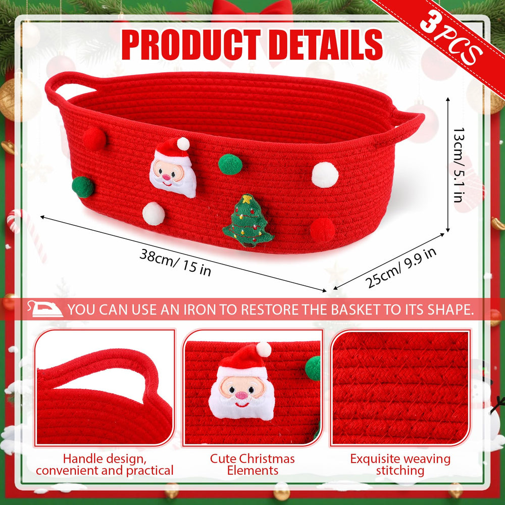 FoldTier Christmas basket side view ready for holiday gifts and tree decorations