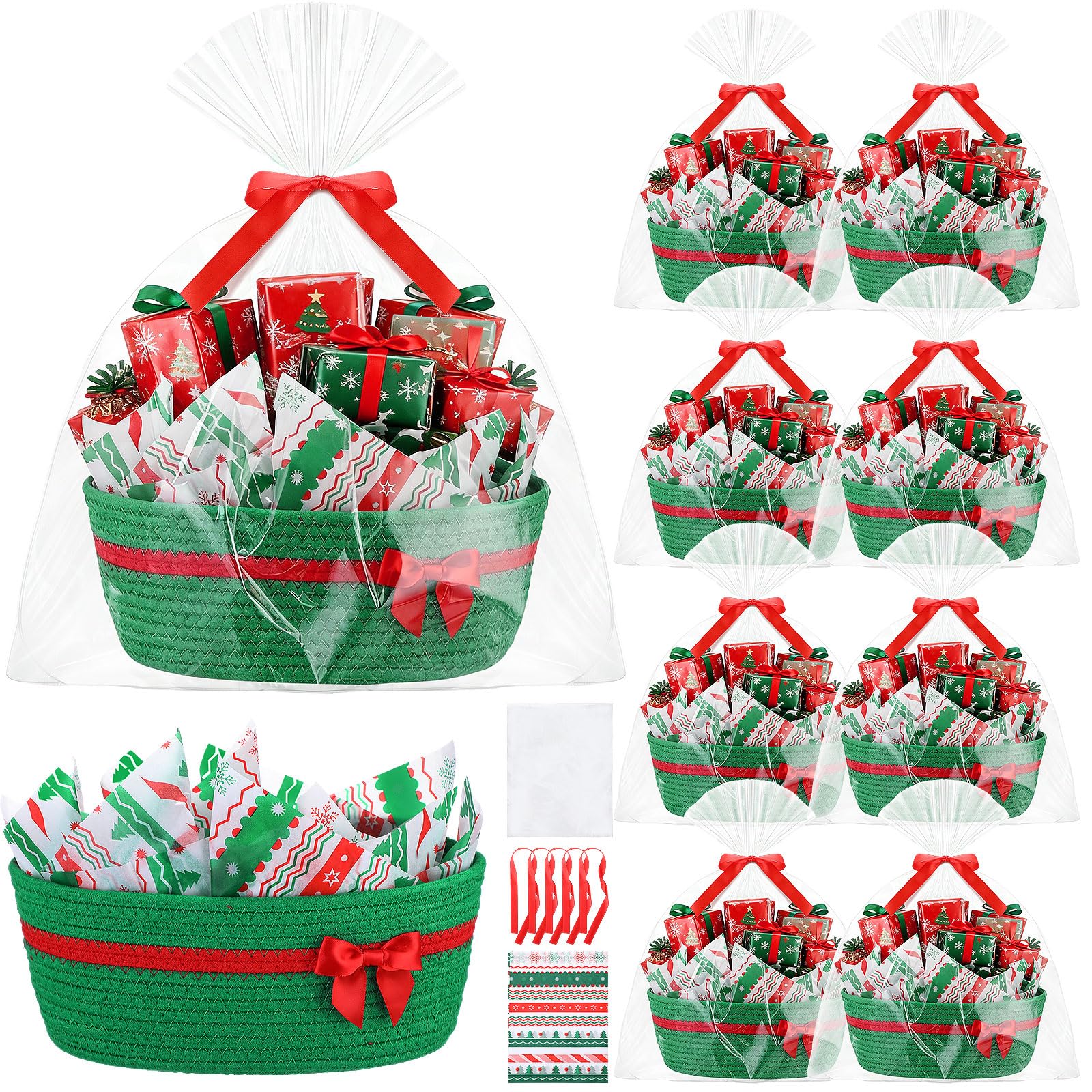 FoldTier Christmas woven basket 8-pack ready for gift storage and decor.