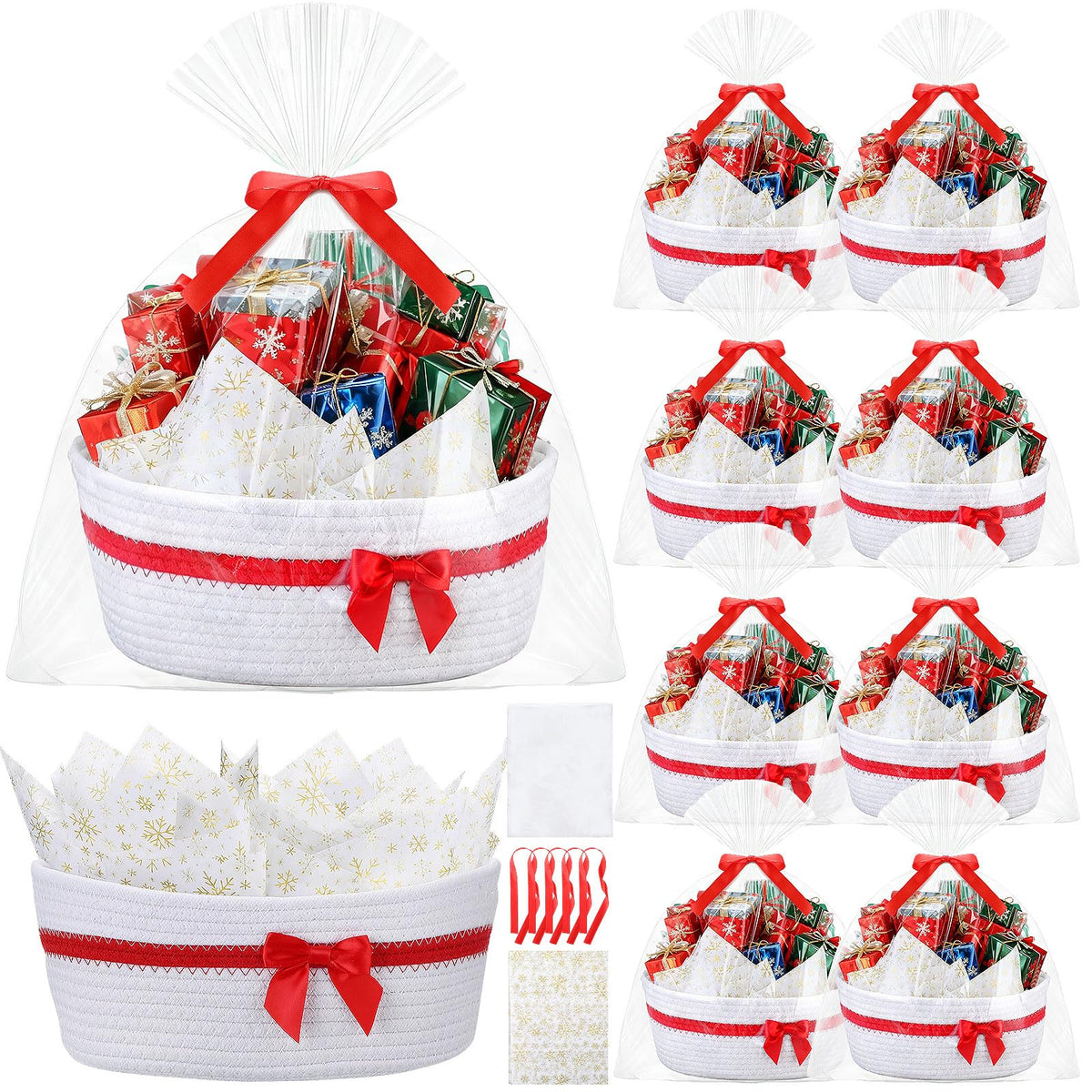 FoldTier Christmas woven basket 8-pack for festive gift presentation.