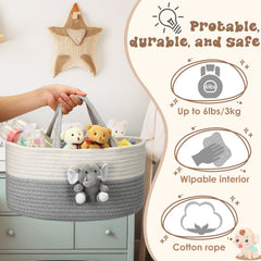 FoldTier Elephant Diaper Caddy handle detail highlights sturdy carrying and easy transport