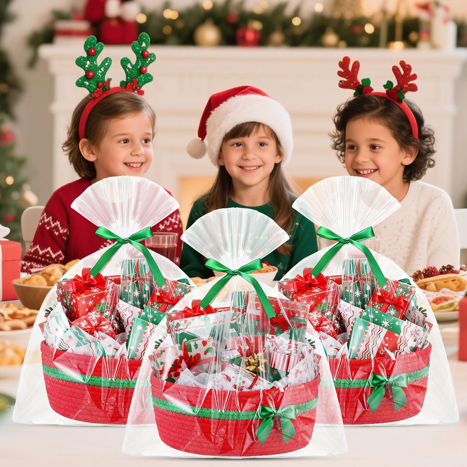 FoldTier gift bags ribbons set for coordinated holiday packaging and easy presentation