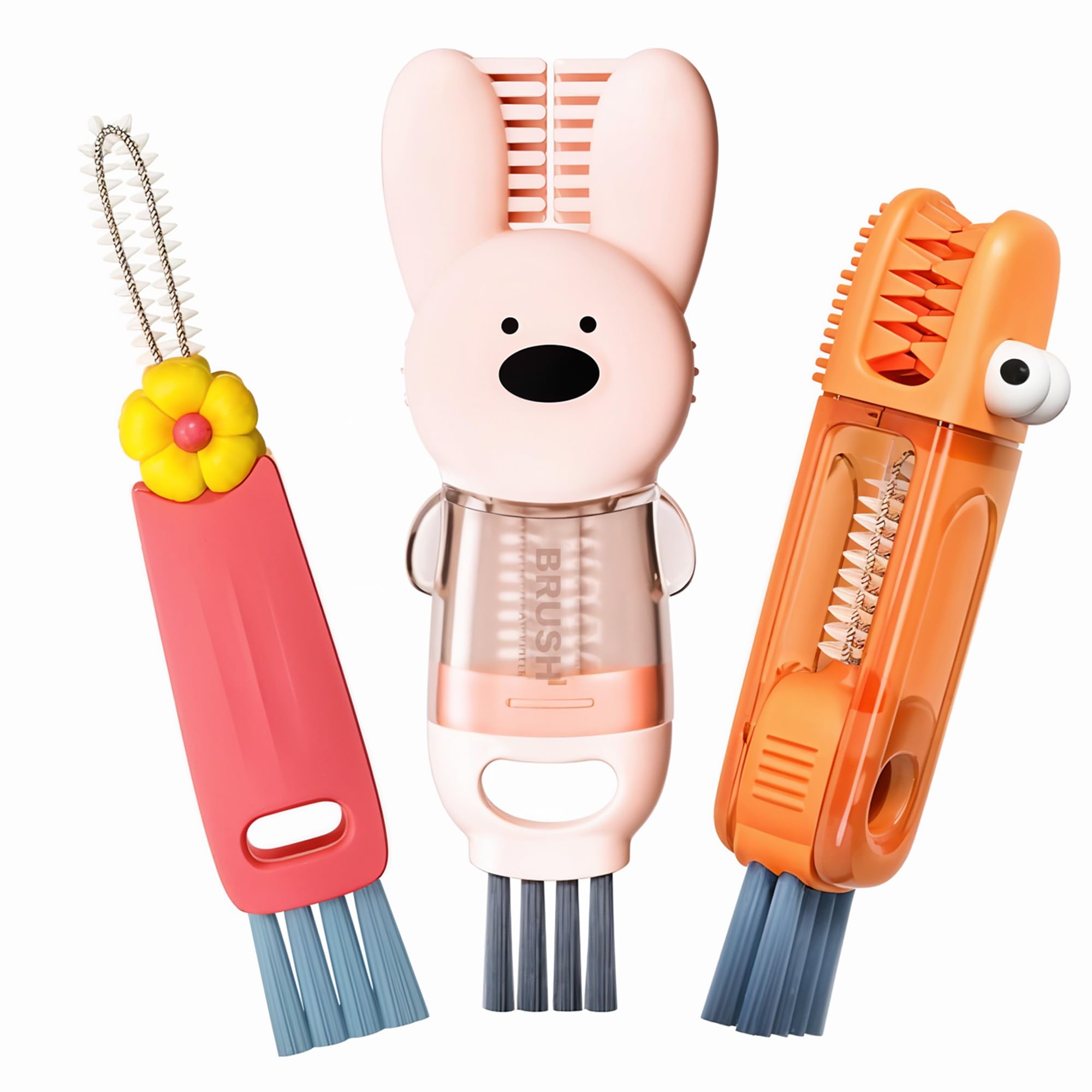 FOLISSE cup lid cleaning brush rabbit tip for quick lid grime removal