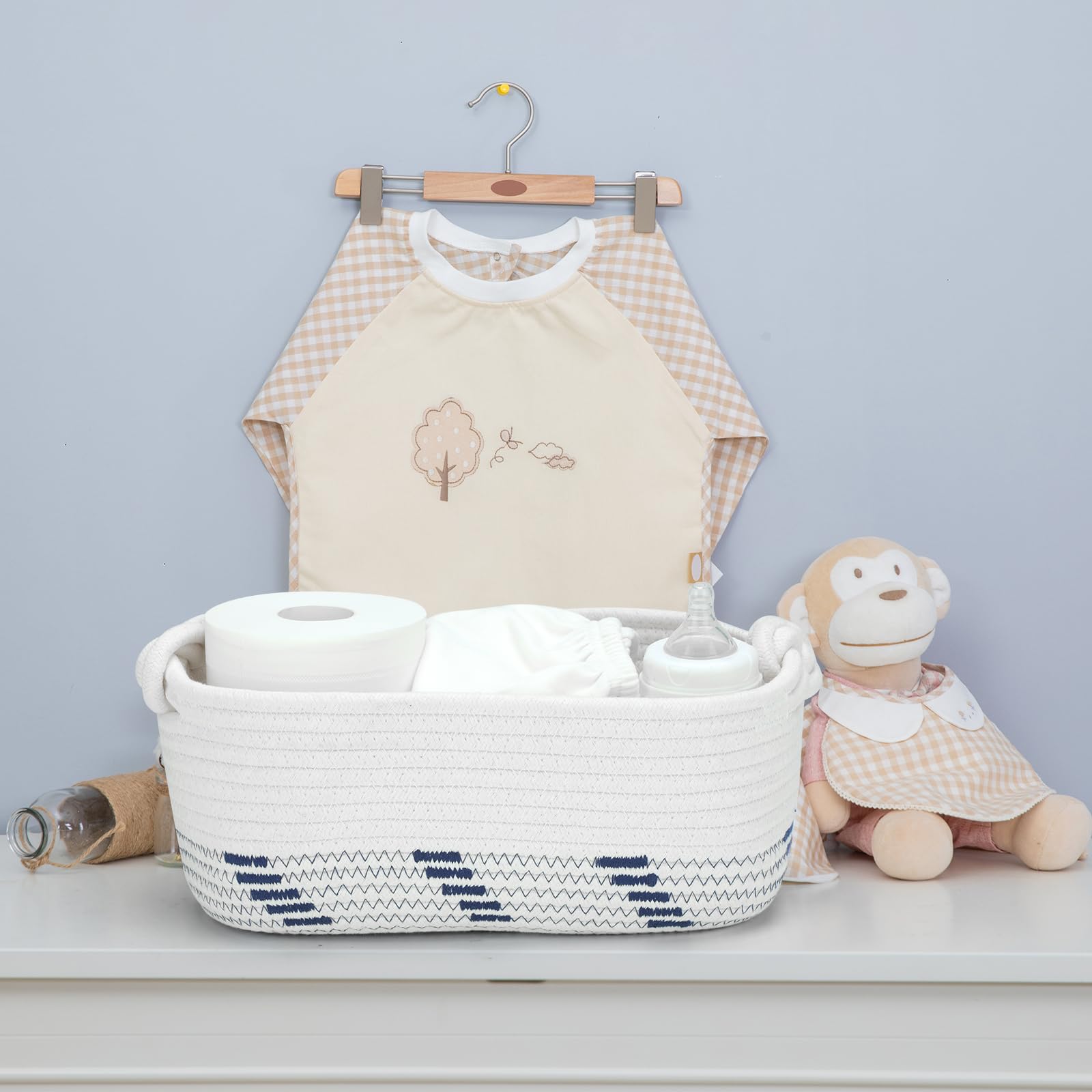 Followarm navy blue nursery organizer basket for baby essentials