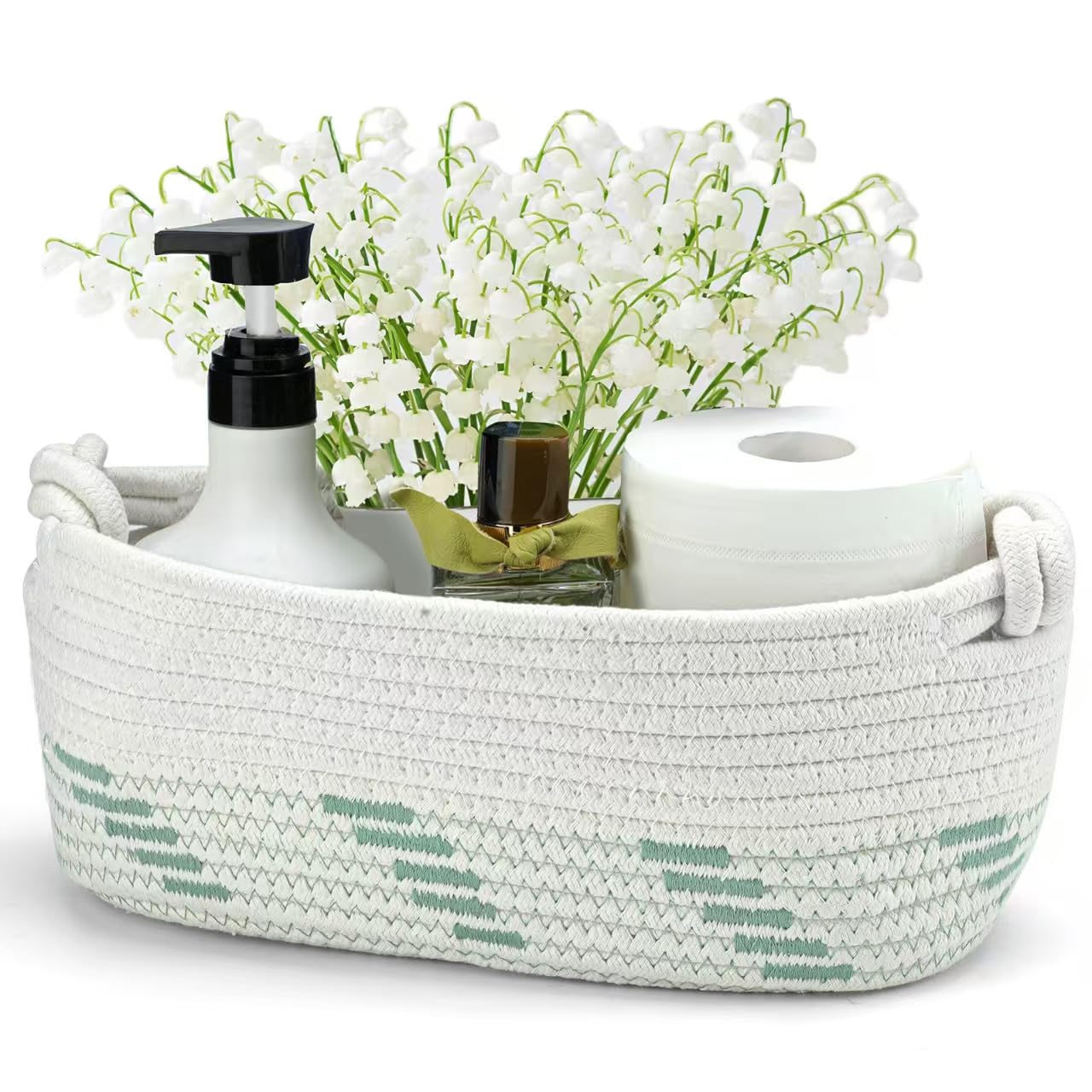 Followarm sage green gift basket assembled flatlay highlights compact storage and gift-ready design.