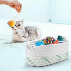Followarm sage green gift basket in room demonstrates stylish home decor integration.