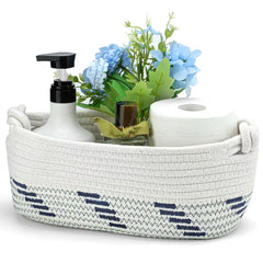 Followarm small navy blue handle basket for organized countertops and surfaces