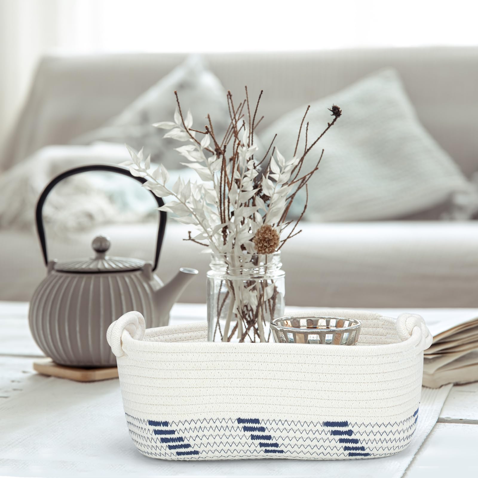 Followarm woven cotton rope basket with gift-ready charm