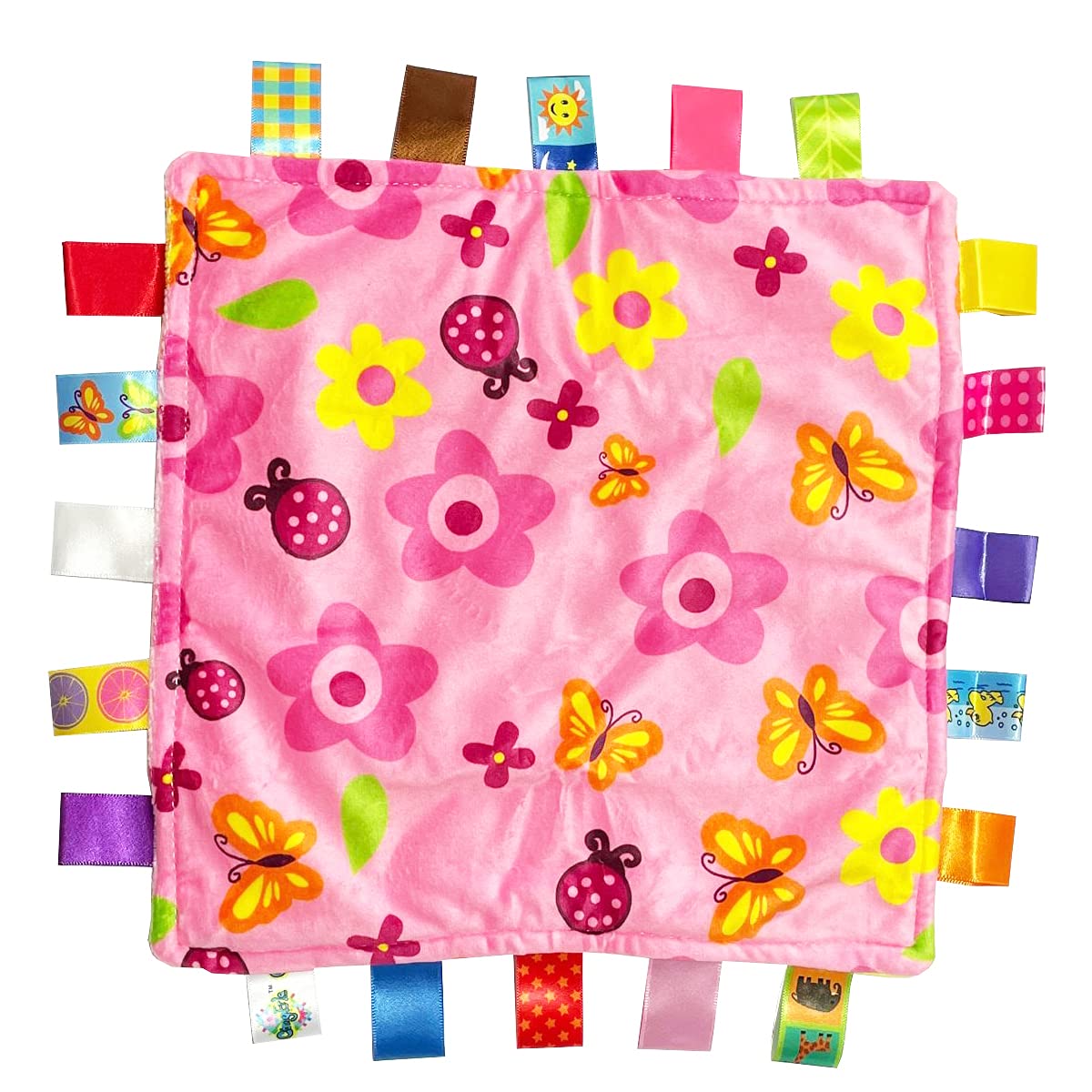 FOMAISELF tag blanket with colorful ribbons engages senses and supports color recognition