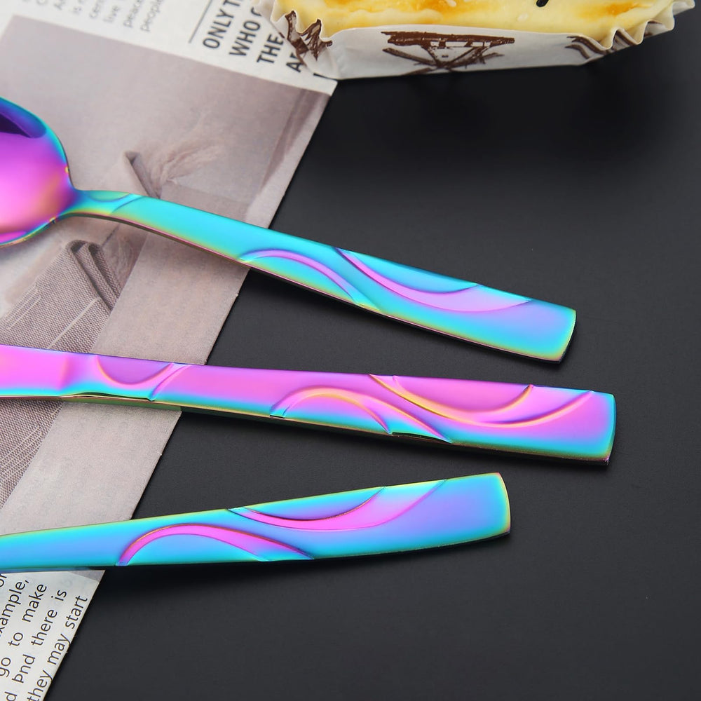 FONGDANLAITE Rainbow flatware dishwasher-safe simplifies cleanup after meals