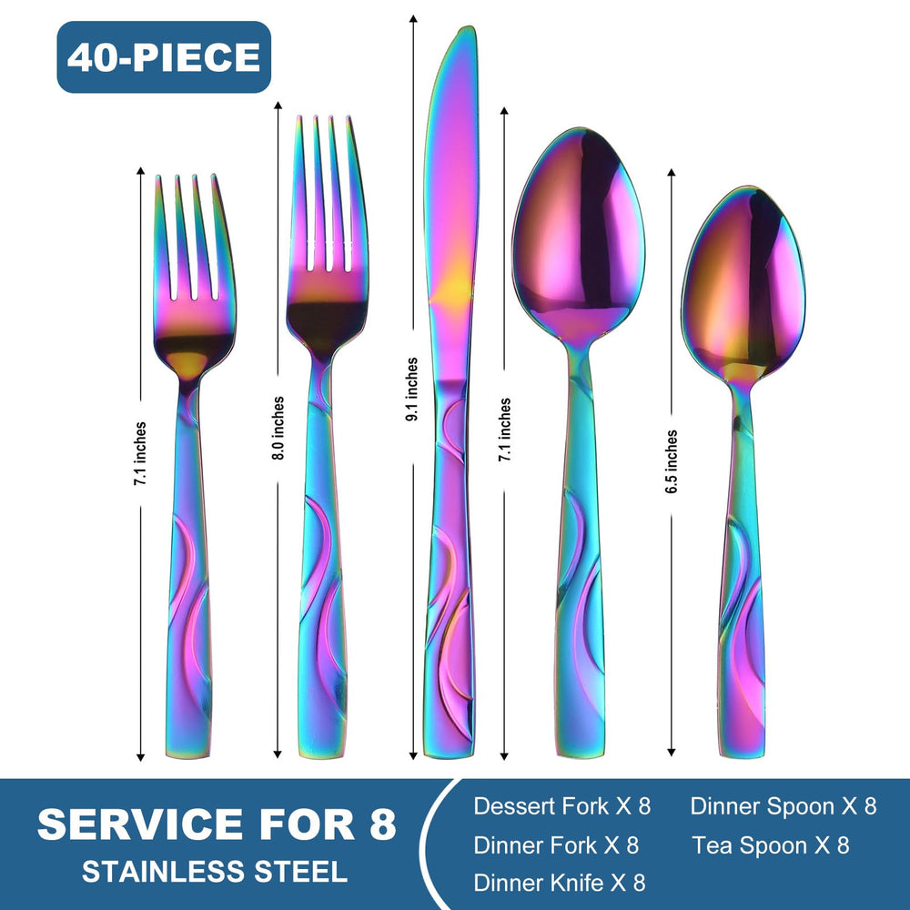 FONGDANLAITE Rainbow flatware knife highlights ergonomic grip for comfortable dining