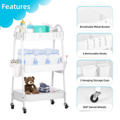 FOOK FISH diaper cart with 360-degree wheels offers easy mobility around the nursery.