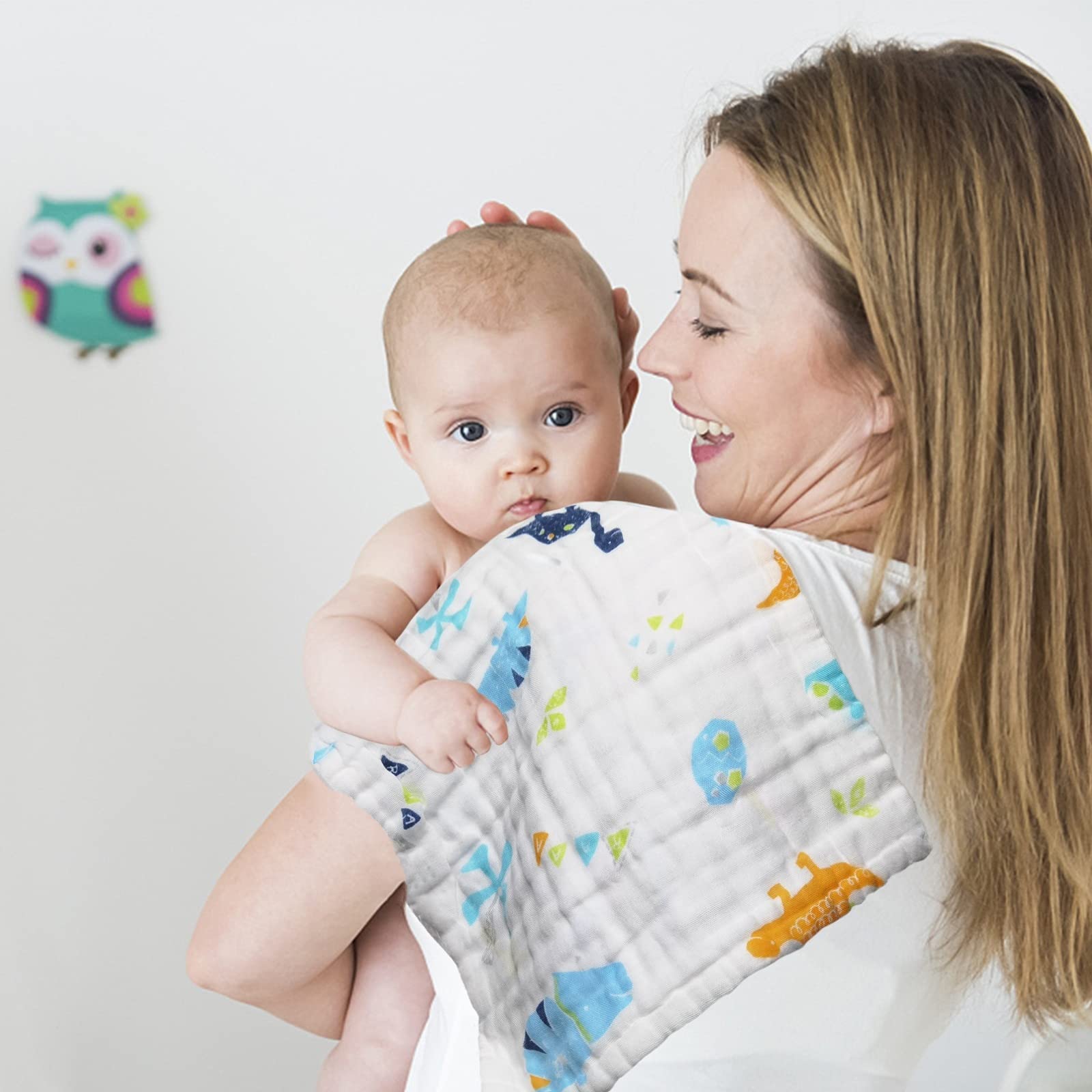 FOOK FISH burp cloths machine-washable for easy care