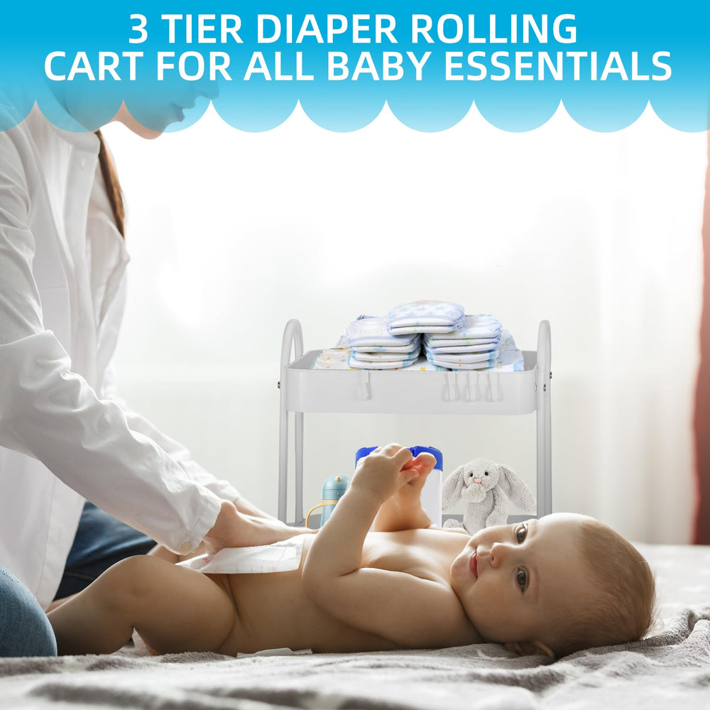 FOOK FISH nursery organizer on wheels fits tight spaces for quick access.