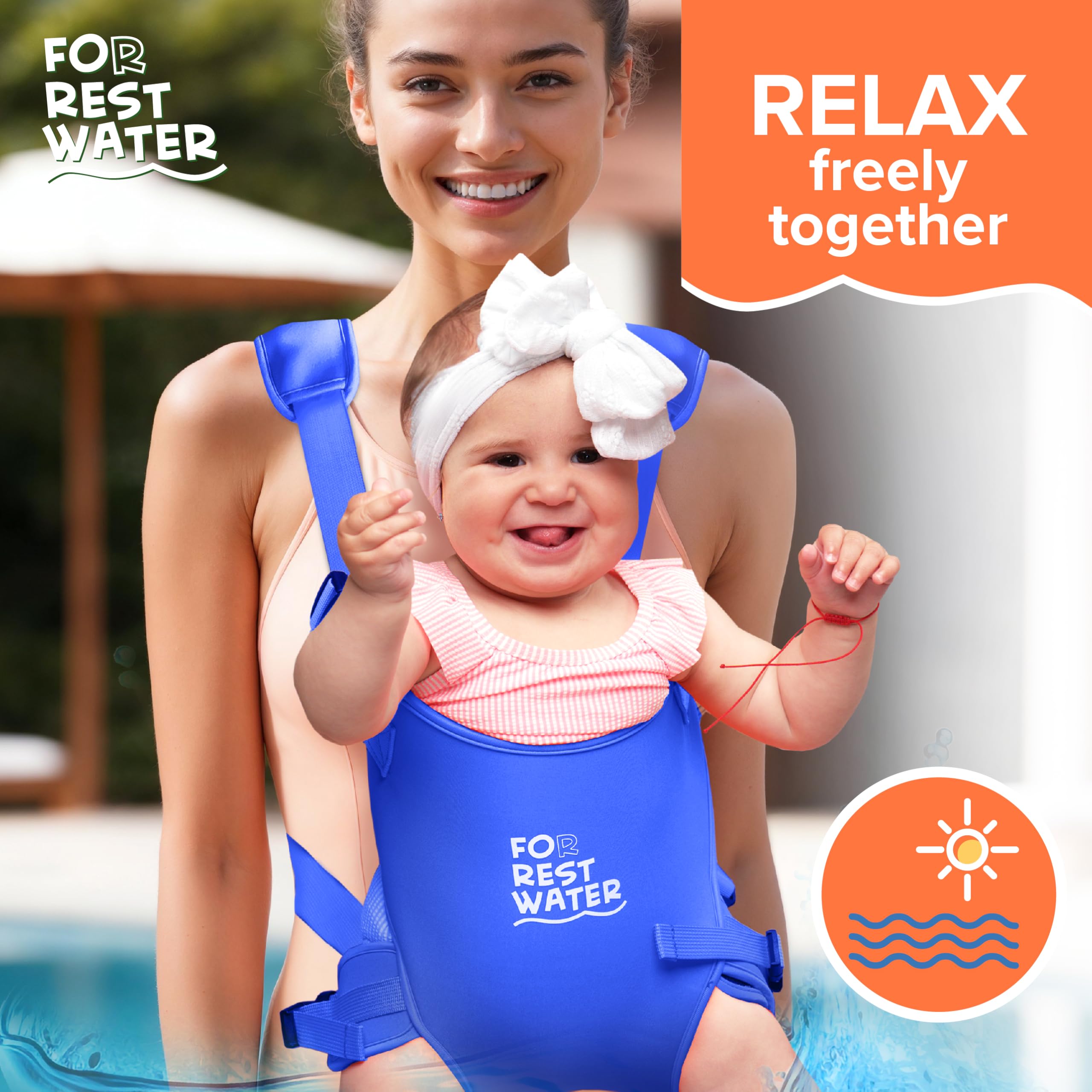 FOR REST WATER baby carrier adjustable buckles ensure a secure fit during play.