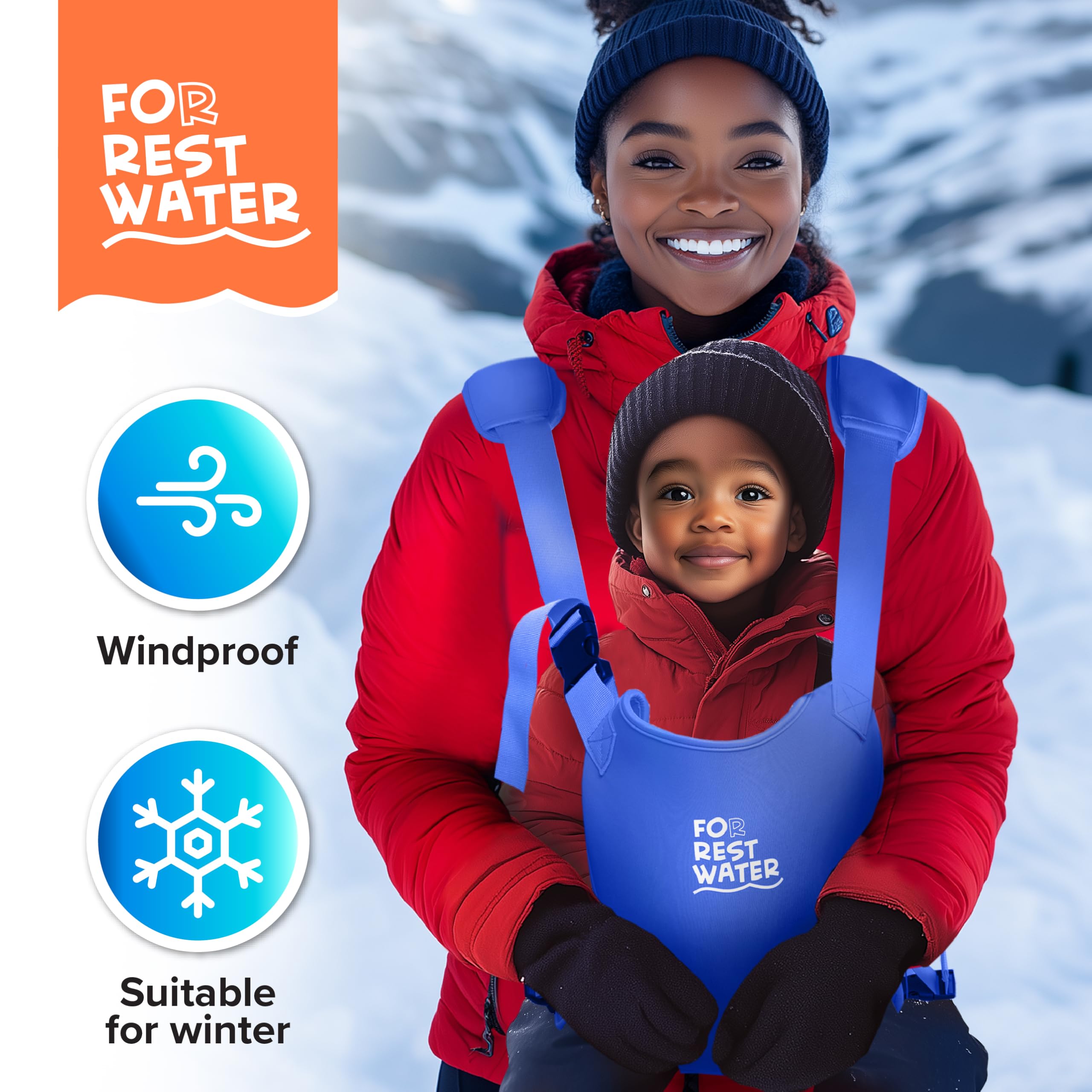 FOR REST WATER darkblue baby carrier offers a stylish option for outdoor adventures.