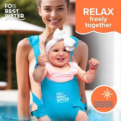 FOR REST WATER carrier with adjustable buckles in action for secure fit.
