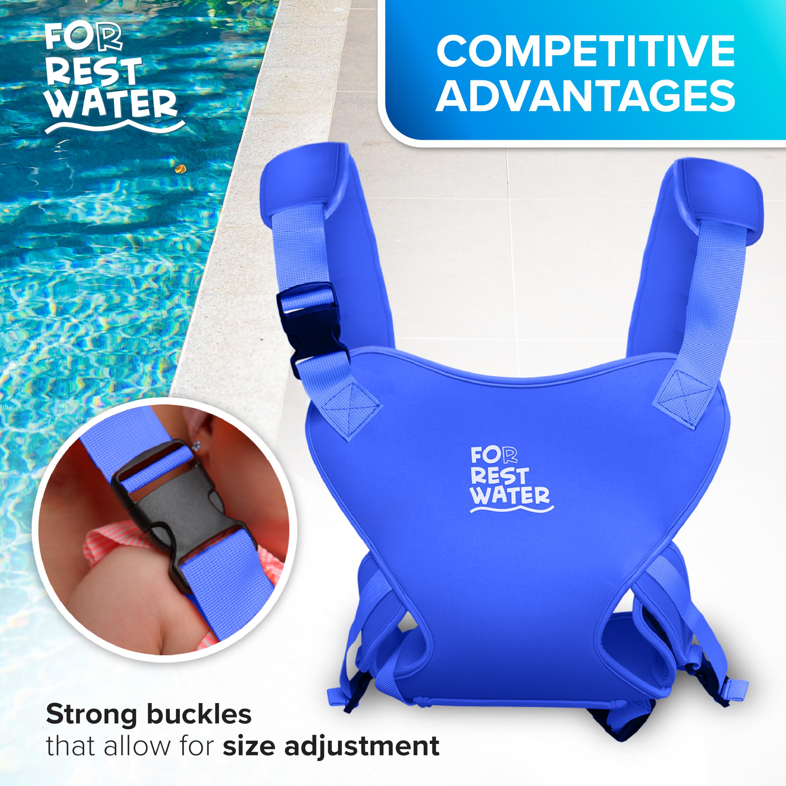 FOR REST WATER baby carrier supports water and land activities with ergonomic design.
